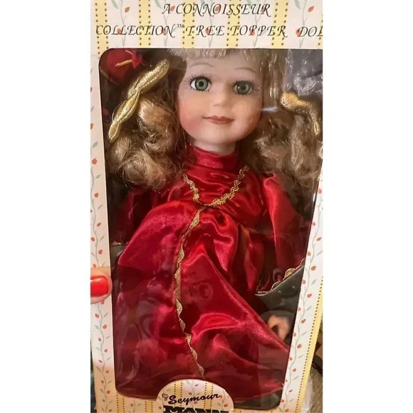 Vintage Seymour Mann Connoisseur Tree Topper Porcelain Strawberry Blonde Doll - Picture 2 of 13